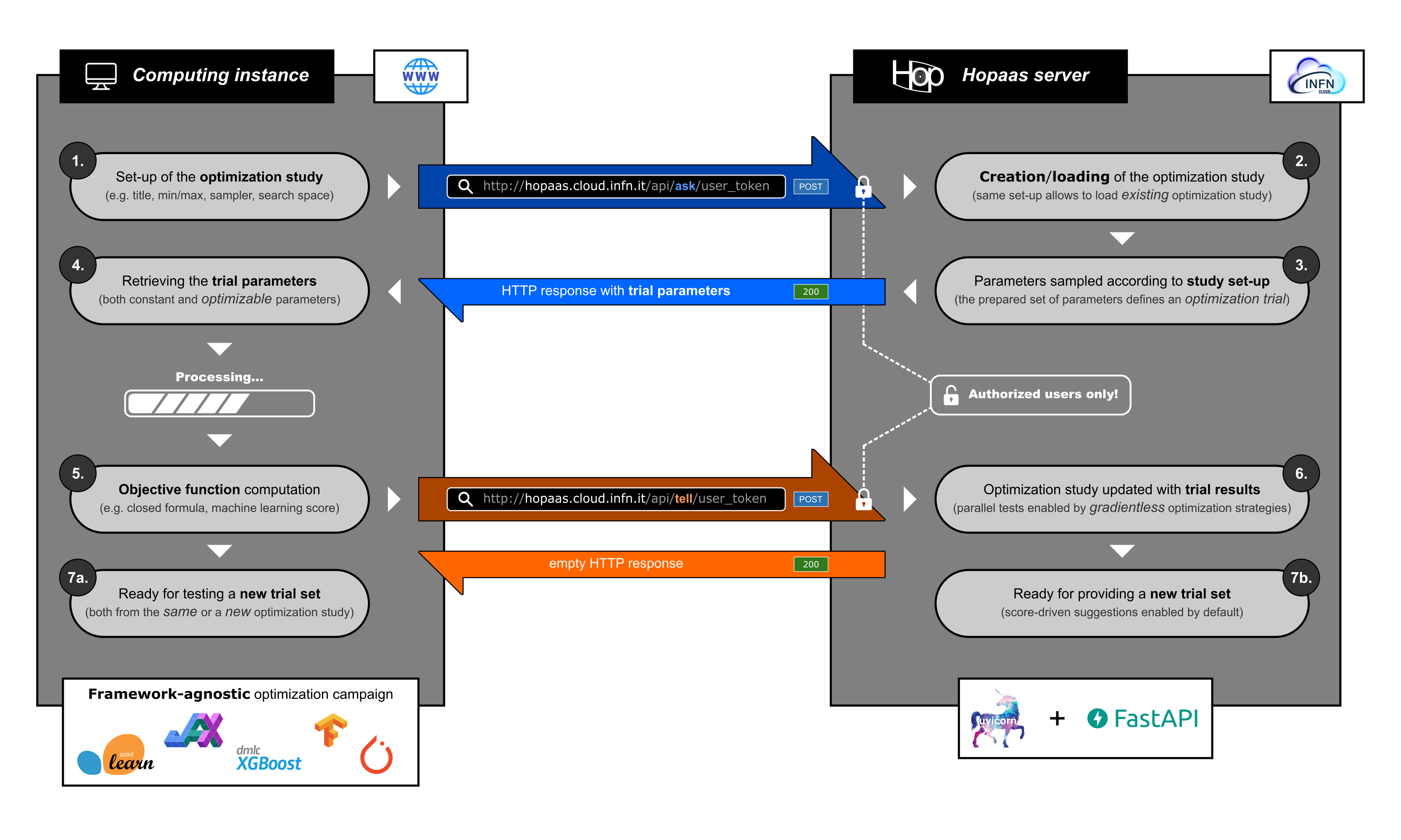 Hopaas client-server system